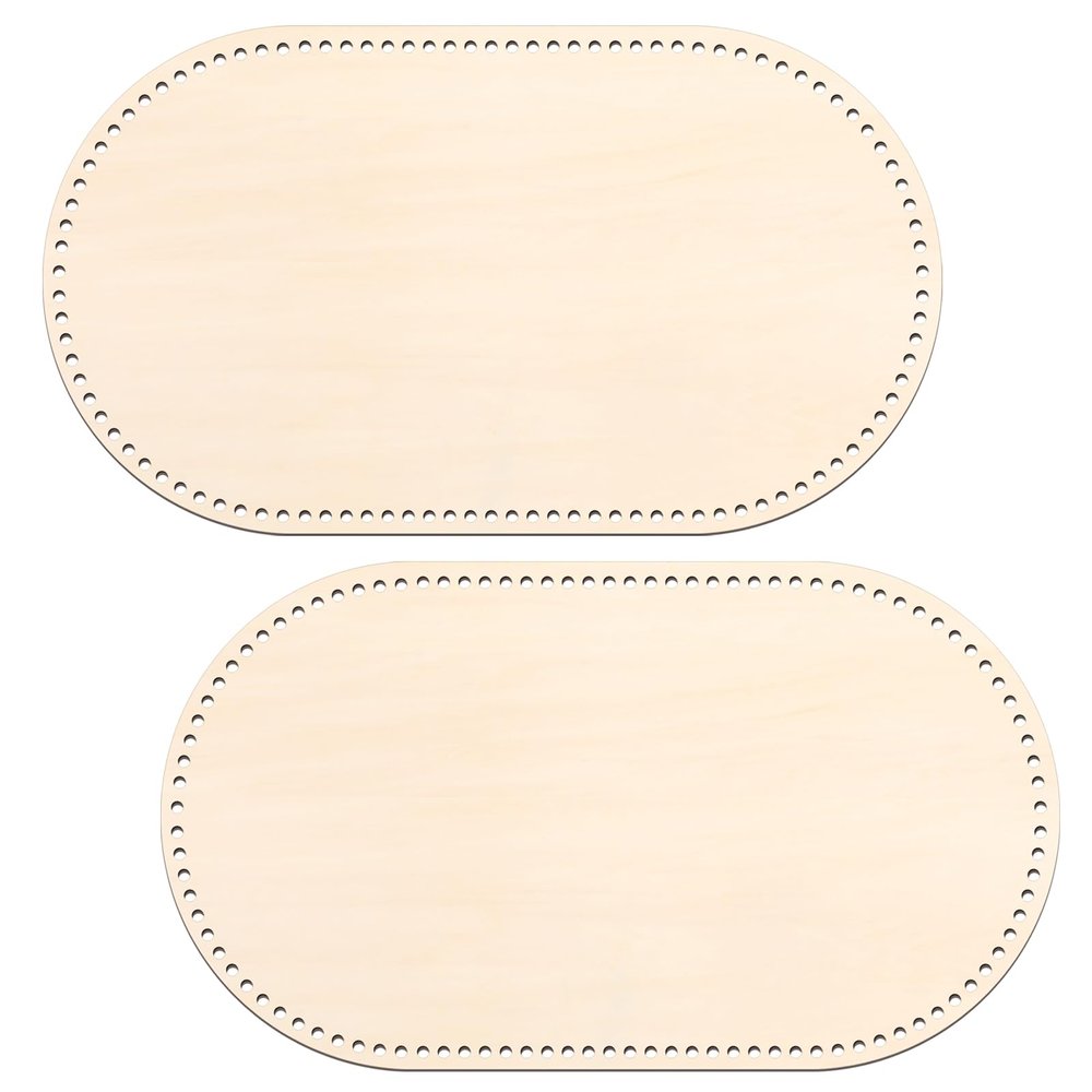 Vercraft 2 Pcs Vercraft Moses Basket Wood Bottom 27.56 x 15.75 Inches/ 70 x 40 cm Oval Natural Wood Base Shaper for DIY Crochet or Knitting Weaving Crafts Home Decoration (Base Only) Hole: 1cm