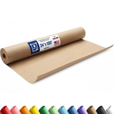 Natural Kraft Brown Construction Paper Roll 24" x 100 ft Made in USA 24" Bulletin Board Paper for Classroom & School, Teachers & Kids
