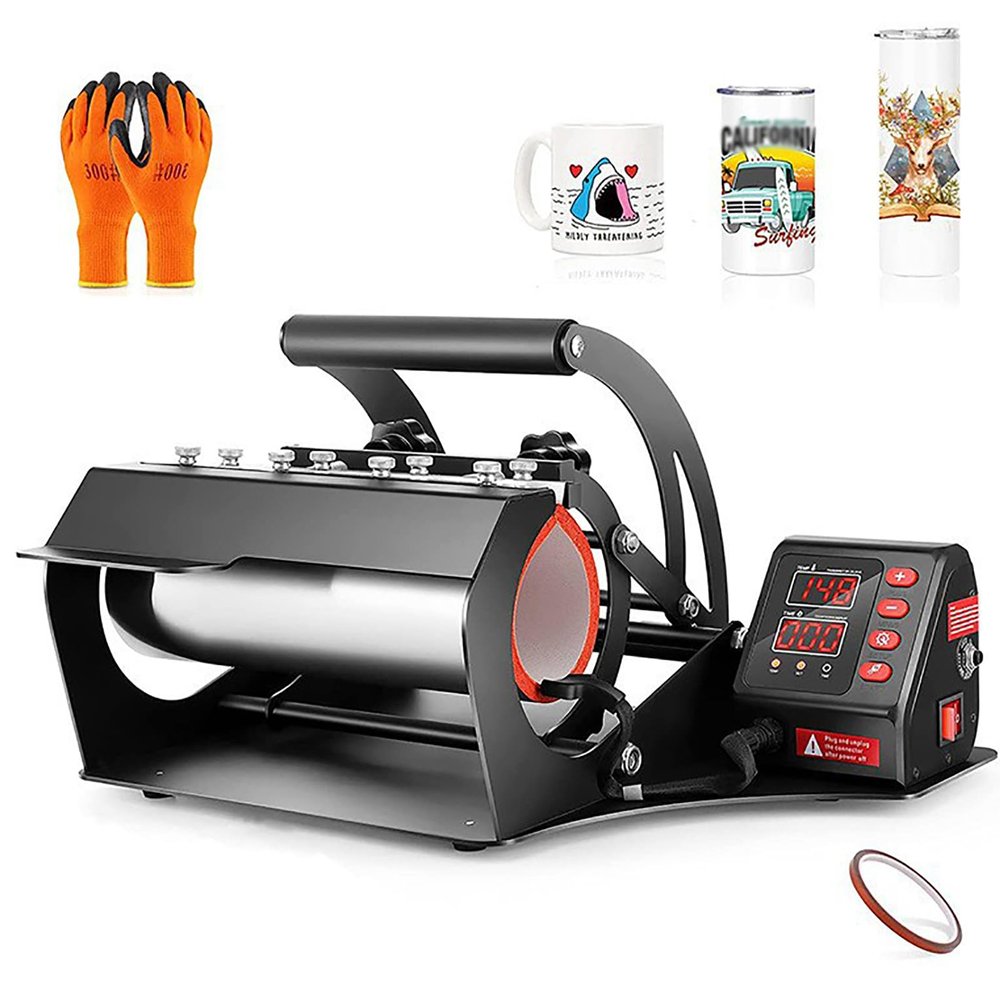 CHANGLKJ Tumbler Heat Press Machine, 10-30 Oz Mug Heat Press, Adjustable Temp 0-232 and Time 0-999S, Portable and Durable, for Sublimation Skinny Tumbler Mugs, Glass Jar, and Other Straight Glasses