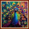 Joyhoor Stamped Cross Stitch Kits for Beginners, Needlepoint Kits for Adults, 11CT Counted Embroidery Kits-Colorful Peacock 18x18 inchs view 1