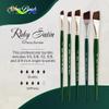 Silver Brush Limited RS-2551S Ruby Satin Short Handle Angle Brushes with Stiff & Flexible Synthetic Bristles, 5pc Professional Painting Set for Oil and Acrylic, Size 1/4, 3/8, 1/2, 5/8, and 3/4 Inch view 2