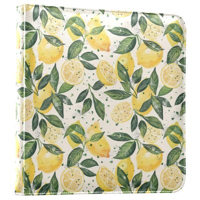 ALAZA Lemon Green Leaves Photo Album Self Adhesive Scrapbook Album PU Leather Cover 3 Ring Binders Photo Book for Wedding Family Travel Memory