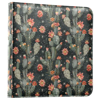 ALAZA Cactus Flowers Stars Photo Album Self Adhesive Scrapbook Album PU Leather Cover 3 Ring Binders Photo Book for Wedding Family Travel Memory