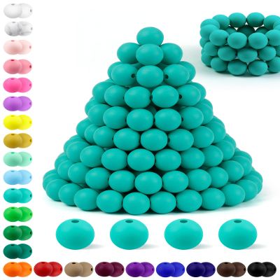 180PCS FIVEIZERO 12mm Silicone Beads - Focal Round Rubber Turquoise Beads for DIY, Keychain Accessories and Crafts Making