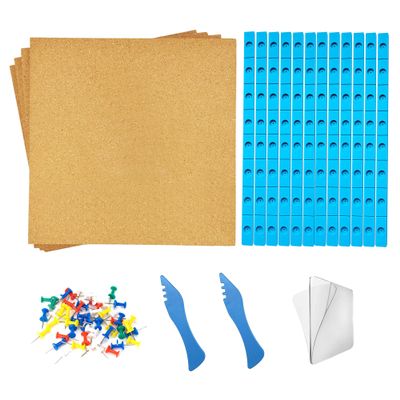 Stained Glass Supplies Kits, 4 x Heat Resistant Stained Glass Work Surface, 12 x 12" Layout Blocks for Stained Glass Panels, and 100 x Push Pins