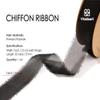 Vitalizart 1" x 30 Yd Chiffon Ribbon Black Silk Like Handmade Fringe Fabric Ribbons for Wedding Invitations Bridal Bouquets Party Decoration Gift Wrapping Bow Making view 2