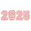 uxcell 4pcs Glitters Chenille Number Patches 8 cm / 3 Inch Iron-On Embroidery Numbers for Team Uniforms Sports T-Shirts Hats Bags (Pink, Number 2025) view 1
