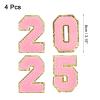 uxcell 4pcs Glitters Chenille Number Patches 8 cm / 3 Inch Iron-On Embroidery Numbers for Team Uniforms Sports T-Shirts Hats Bags (Pink, Number 2025) view 2