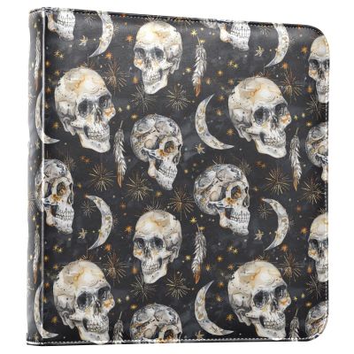 ALAZA Boho Style Skulls Photo Album Self Adhesive Scrapbook Album PU Leather Cover 3 Ring Binders Photo Book for Wedding Family Travel Memory