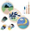 Zuaooz 3 Sets Punch Needle Kits,Leaf Path Moon Punch Embroidery Kits for Adults Beginner, Tool with Punch Needle Fabric, Hoops, Yarns and Sewing Needles view 1