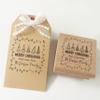 Personalized Christmas Stamp, Merry Christmas Custom Stamp, Christmas Tree with Family Name Stamp, Wooden Rubber Stamp (2x2 inches) view 1
