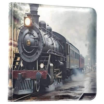 innewgogo Vintage Train PU Leather Photo Album for Family Self DIY Scrapbook Album with 8x10 Inches 40 Pages 3 Ring Scrapbooking for Travel Couple Wedding Anniversary