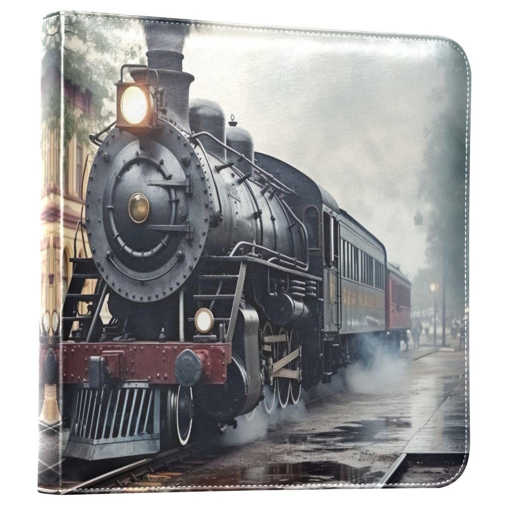 innewgogo Vintage Train PU Leather Photo Album for Family Self DIY Scrapbook Album with 8x10 Inches 40 Pages 3 Ring Scrapbooking for Travel Couple Wedding Anniversary