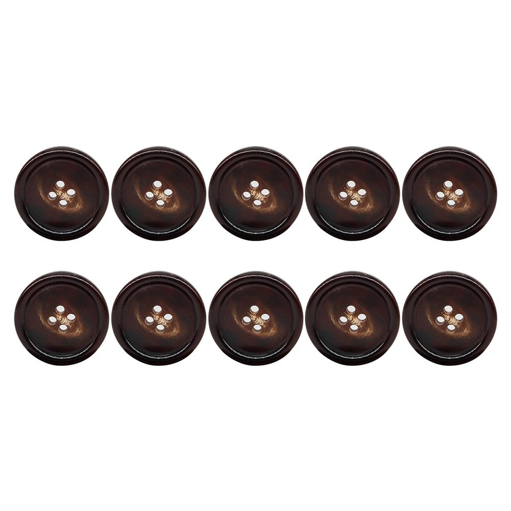 Ayuduots 10pcs Natural Horn Buttons 30mm 4-Hole Brown Buffalo Horn Sewing Buttons for Coats Jackets Blazer Uniform