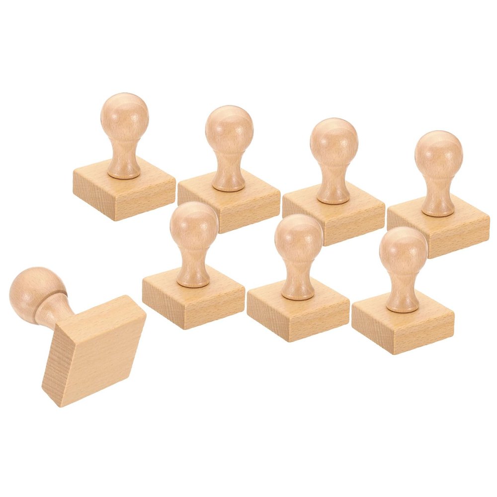 PATIKIL 40mm Stamp Wood Square Handle, 8 Pack Wooden Knobs Stamp Mounts Drawer Pulls for Stamp Making DIY Crafting Scrapbooking, Brown