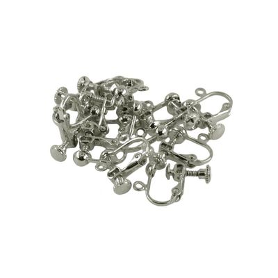 CarpNettore 12 Pieces Non-Piercing Screw Earring Clip Flat Hook DIY Craft, Silver