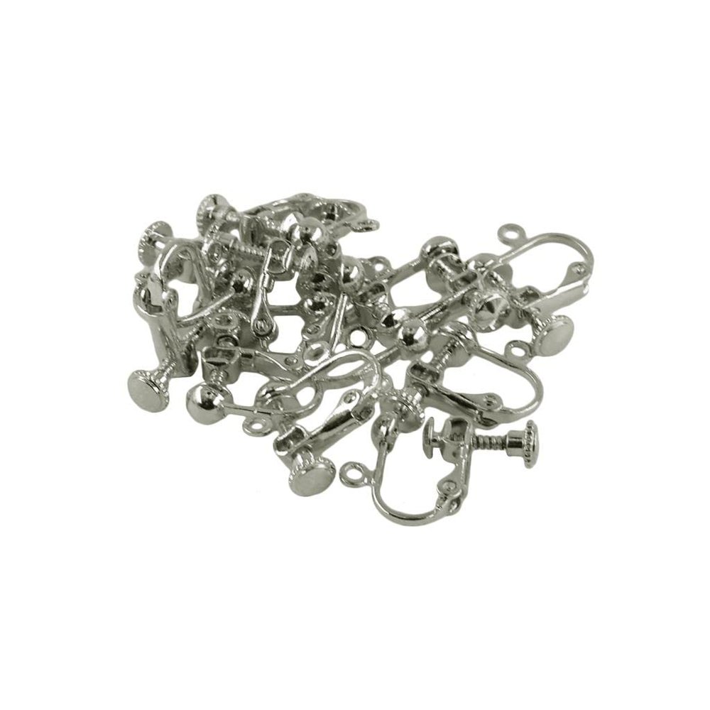 CarpNettore 12 Pieces Non-Piercing Screw Earring Clip Flat Hook DIY Craft, Silver