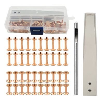 Copper Rivets Burrs Kit, Copper Rivets and Burrs Washers, Studs DIY Leather Craft Tool, for Belts, Bags, Collars, Bracelets, for Belts Wallets Collars Leather (Style C)