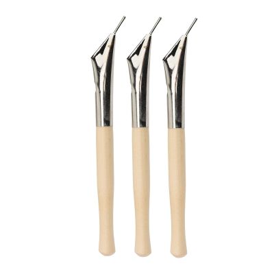 Pottery Batik Printing Pen,3Pcs Stainless Steel Wooden Handle Clay Carving Tools Clay Sculpting Drawing Pen Batik Art Tool for Drawing On Fabric Cloth Crafts