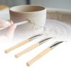 Pottery Batik Printing Pen,3Pcs Stainless Steel Wooden Handle Clay Carving Tools Clay Sculpting Drawing Pen Batik Art Tool for Drawing On Fabric Cloth Crafts view 4