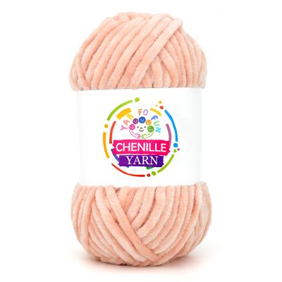 100g Velvet Chenille Yarn for Crocheting,Peach Fluffy Velvet Plush Yarn Thick Soft Chunky Chenille Yarn Baby Blanket Yarn for Crocheting Knitting BeginnersPeach