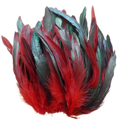 100 Pcs 12.5-20cm Red Pheasant Chicken Tail Rooster Feathers for Mask Jewelry DIY Crafts Dresses Hat Decoration Plume