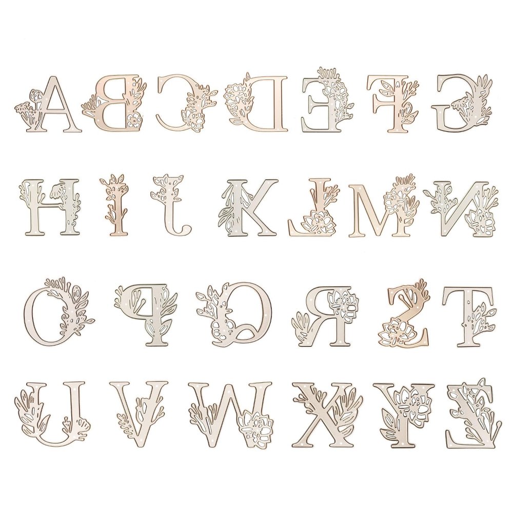 WZWHXJHJH Letters and Numerals Die Cuts for Card Making Scrapbooking & Stamping Supplies Stencils for Card Making Crafters Companion Stamps and Metal Dies for Paper Crafting (Flower English Letter)