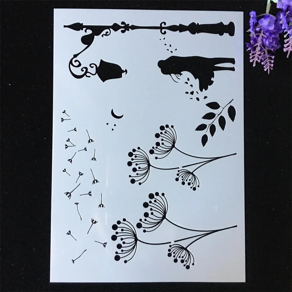Stencils for Crafts,A4 29x21cm Dandelion Stencils for Painting on Wood, Stencils for Rock Painting, Reusable Painting Stencils,Wall Paint Stencils