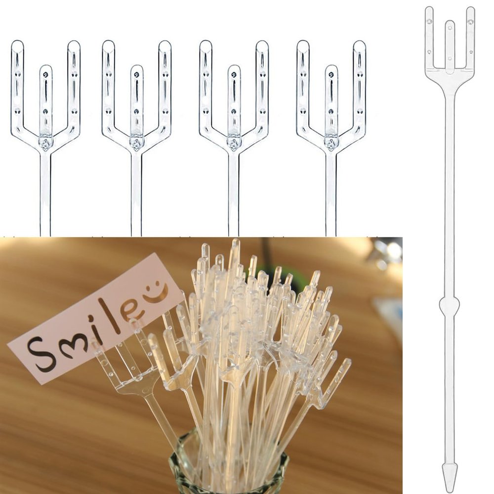 Floral Picks, 30 Pack 9.5 inch Flower Card Holder Picture Pick Plastic Straight Head Photo Holder Picks for Floral Arrangement Bouquet Wedding Decoration