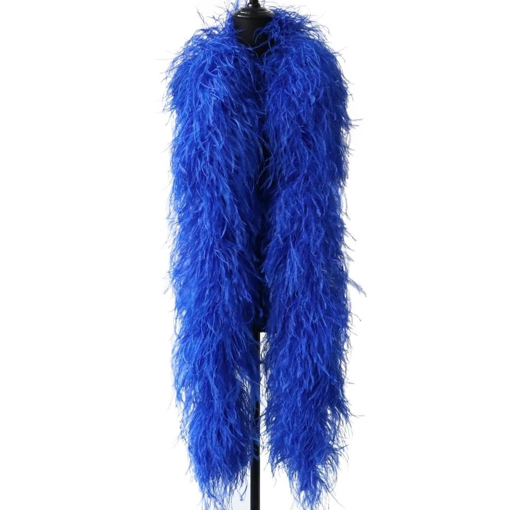 1/1.5/2M Fluffy Natural Feather Boa, 10/15Ply Ostrich Feathers Trim, Wedding Party Shawl, Customizable Royal Blue 1M 15PLY