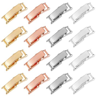 SUNNYCLUE 1 Box 16 Sets 4 Colors Fold Over Clasp Foldable Clasps Bulk Golden Silver Metal Brass Rectangle Extender Small Foldover Extension Clasp for Bracelets Necklaces Jewelry Making DIY Crafts