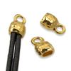 10 Gold Distressed Leather Cord Ends - Large 4x2mm Opening - Crimp End Caps for Leather, Ribbon, Suede Lace view 1