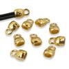 10 Gold Distressed Leather Cord Ends - Large 4x2mm Opening - Crimp End Caps for Leather, Ribbon, Suede Lace view 2