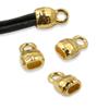 10 Gold Distressed Leather Cord Ends - Large 4x2mm Opening - Crimp End Caps for Leather, Ribbon, Suede Lace view 4