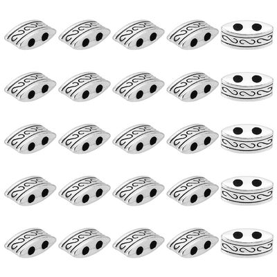 HOBBIESAY 200Pcs Tibetan Style Alloy Beads 5x10x4mm Silver Loose Beads Rectangle Spacer Bead 2 Hole Connector Bead Metal Craft Beads for DIY Bracelets Earring Necklace Jewelry Making,Hole:1.5mm