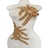 ESOSZNUA Two Colors Handmade Beaded Crystal Patches Bodice Lace DIY Applique Patches Accessory for Dress Clothes 1 Pair 8X12inches (Champagne) view 1