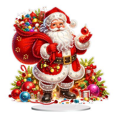 DoxQcs DIY Dot Diamond Tabletop Ornaments for Adults, Christmas Diamond Art Painting Home Decoration Desktop Ornaments for Home Office Decor (Single Side Dot Diamond)-#27-Santa Claus