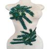ESOSZNUA Two Colors Handmade Beaded Crystal Patches Bodice Lace DIY Applique Patches Accessory for Dress Clothes 1 Pair 8X12inches (Deepgreen) view 1