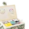 FOPUGT Sewing Basket - Medium Sewing Box for Sewing Supplies, Sewing Organizer Box Sewing Kit Storage Christmas Gift for Sewing Enthusiast (Bean Green) view 2