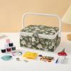 FOPUGT Sewing Basket - Medium Sewing Box for Sewing Supplies, Sewing Organizer Box Sewing Kit Storage Christmas Gift for Sewing Enthusiast (Bean Green) view 4