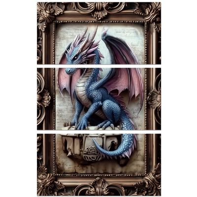 Peacoblue Rub on Transfer Decals for Furniture Crafts Decor Vintage Dragon 6"x12", 3Pcs Waterproof UV DTF Transfer Sticker for Lingerie Chests Drawer Dresser Glass Porcelain Wood Plastic