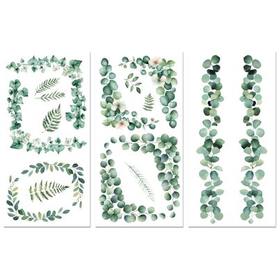 Peacoblue Rub on Transfer Decals for Furniture Crafts Decor 6"x12" Leaves Corners, 3Pcs Waterproof UV DTF Transfer Sticker for Lingerie Chests Drawer Dresser Glass Porcelain Wood Plastic