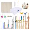 Yallmie 35 PCS Punch Needle Embroidery Kit, Easy Stitch Embroidery Needle Set Adjustable Punch Needle Tool with Threader, Needle Punch Kit for Adult Beginners Cross, Stitch, DIY Craft view 1