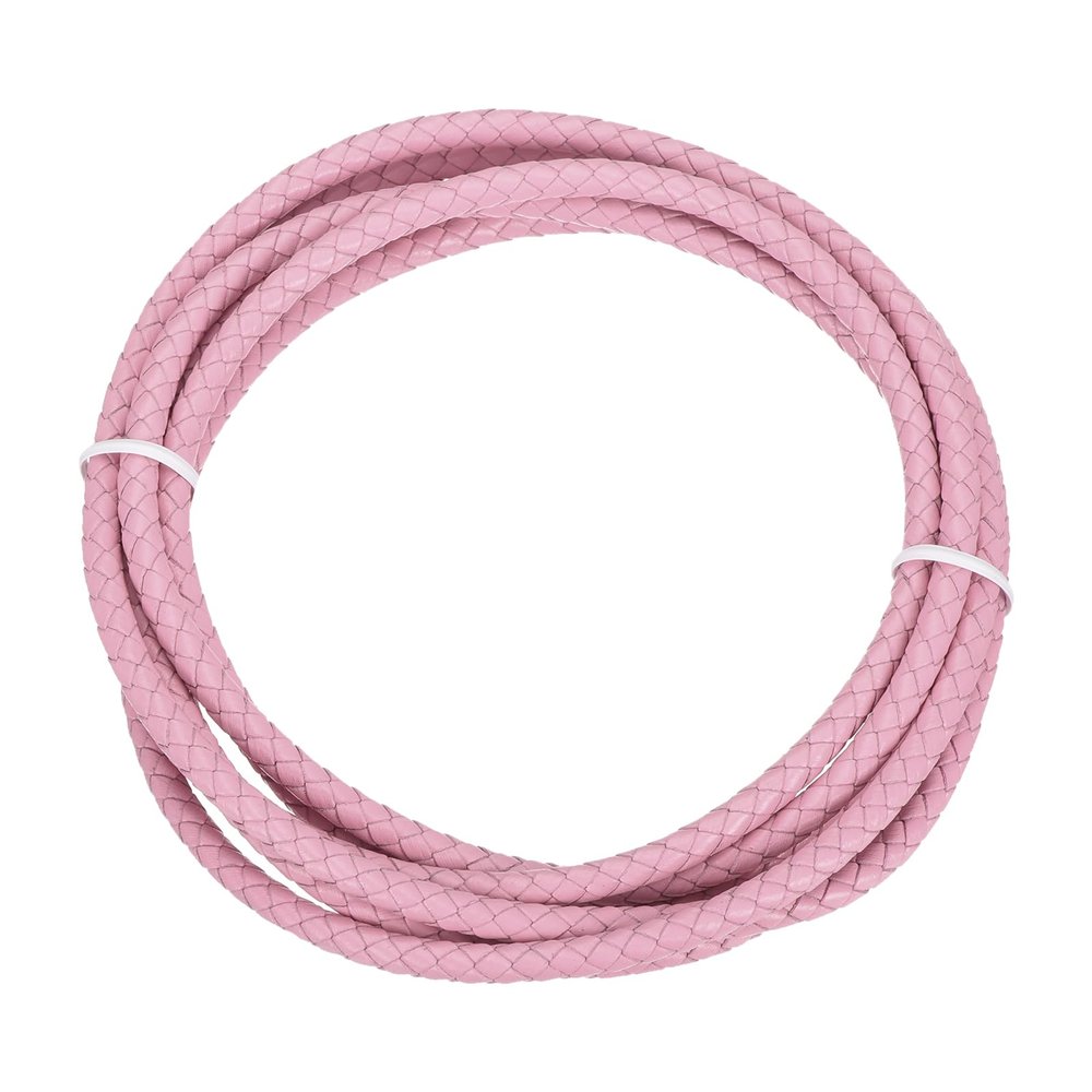 MECCANIXITY Braided Leather Cord, 4mm Round Braided Faux Leather Necklace Cord Bolo Tie String 2 Yard for Jewelry Making Necklace Crafts Beading Braiding 27