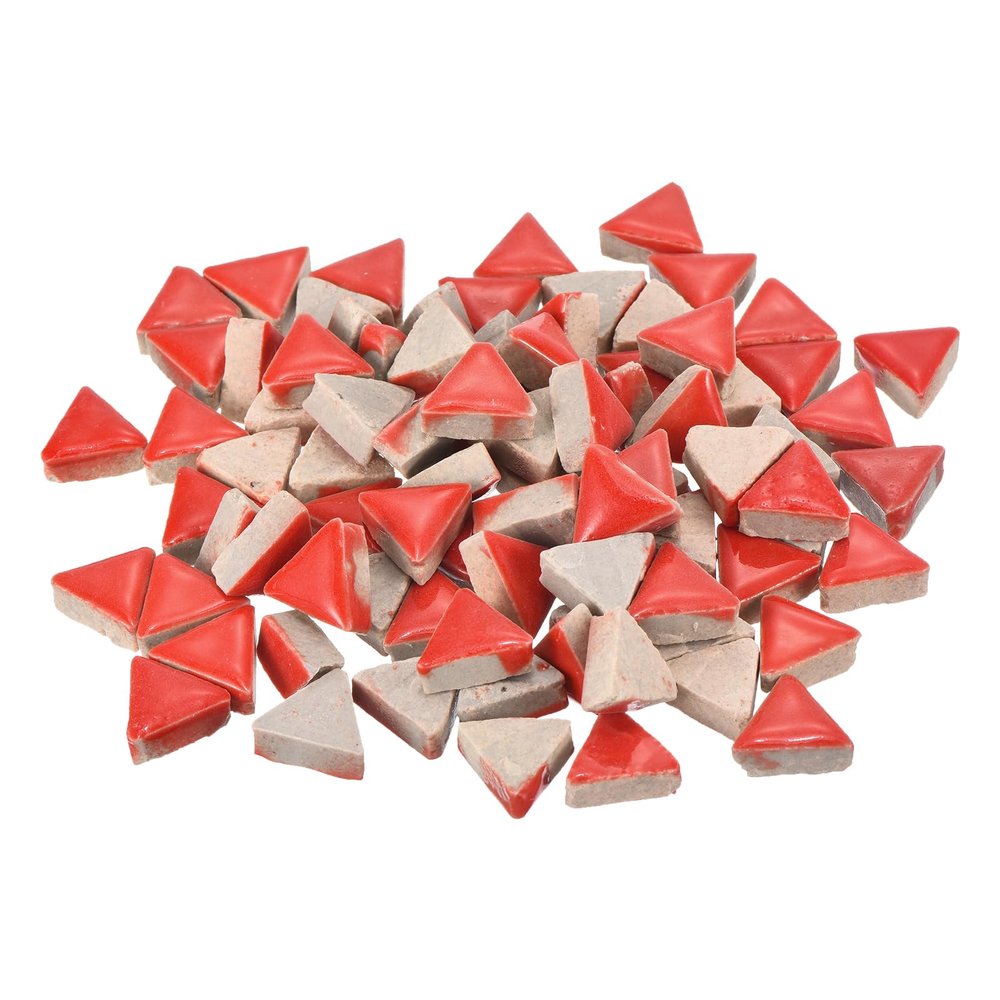 MECCANIXITY 200g Ceramic Mosaic Tiles for Crafts Bulk, Triangle Red Ceramic Tiles for Mosaic Kits Garden Stepping Stone Cup Mat
