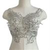 JRYYR Flower Sequin Appliques, Silver Appliques, Bodice Applique, Beaded Applique for Dresses, Dancewear, Evening Gowns, Apparel and More (Silver) view 1
