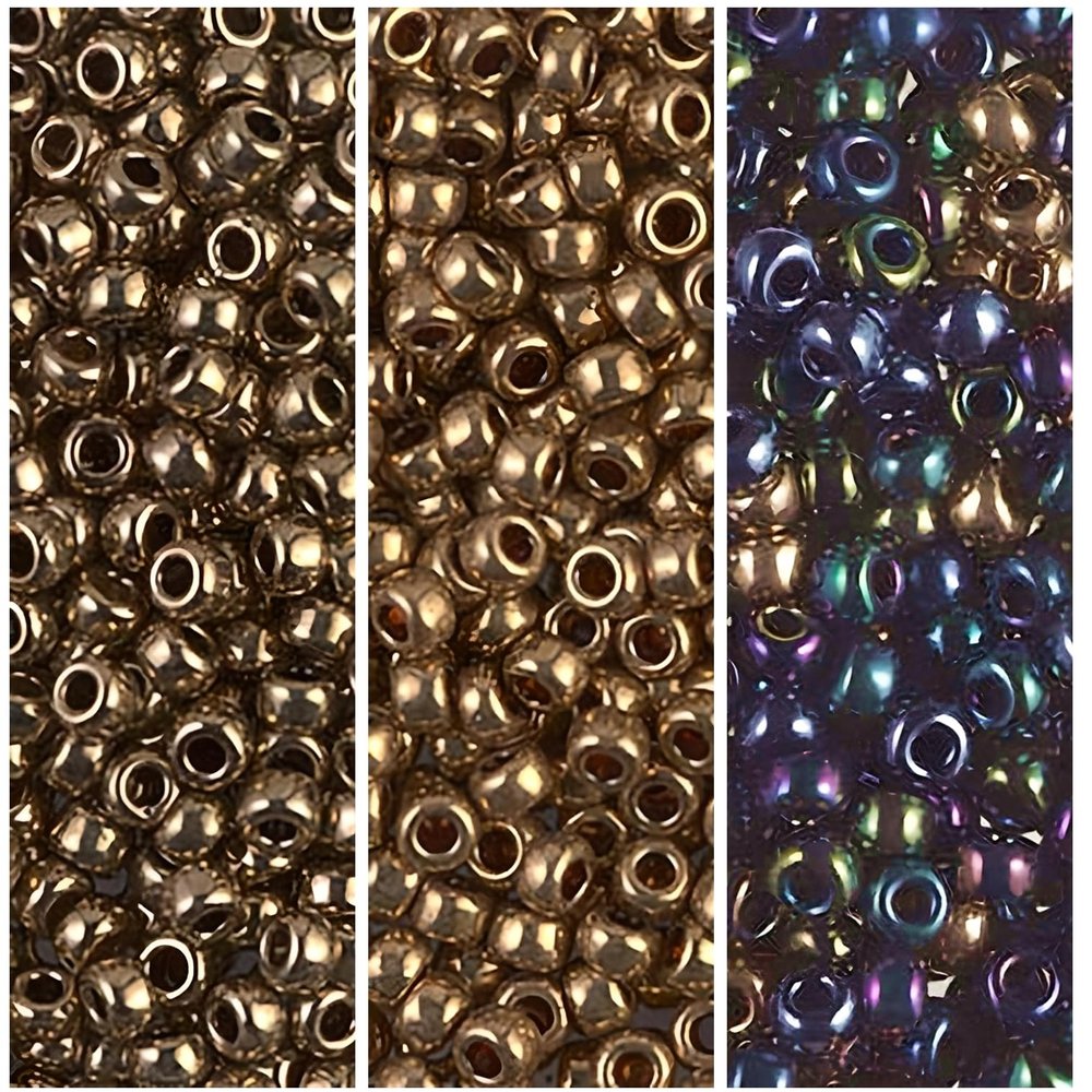 Set of 3 Colors, 66GM, Miyuki Round Seed Beads, Size 8/0 Bronze Collection, 8-457, 8-457L, 8-MIX23