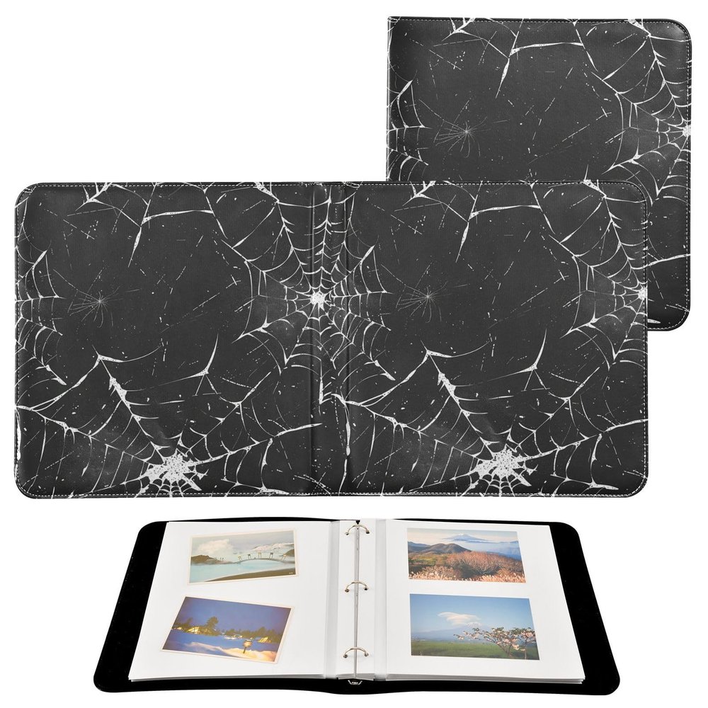 Coikll Spider Web 1 Leather Photo Album 3-Ring DIY Picture Book for Family Wedding Self-Stick Scrapbook