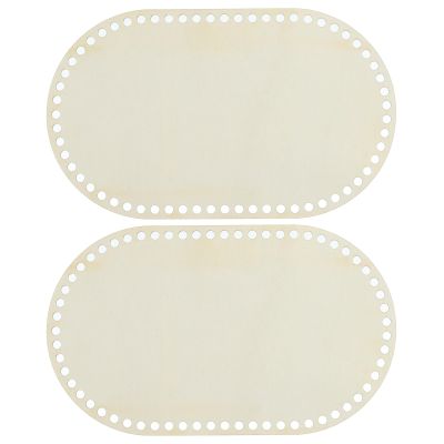 PATIKIL 2pcs Basket Wood Bottom 10" x 6", Oval Natural Wood Base Crochet Bag Shaper for DIY Basket Bag Craft Knitting Making Weaving Supplies, Wooden (Hole: 3mm)