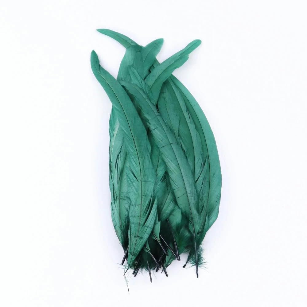 100PCS Feathers 25-40CM Natural Plumes, Black Red DIY Cock Clothing, Jewelry Party Accessories Dark Green 12-14inch 30-35cm